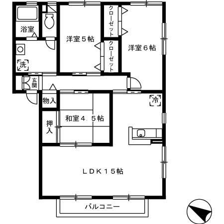 大野城市若草のアパートの間取り