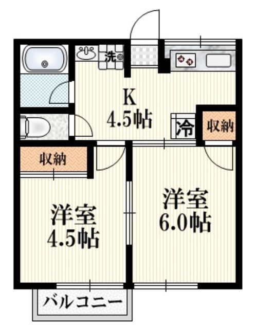 小平市花小金井のアパートの間取り