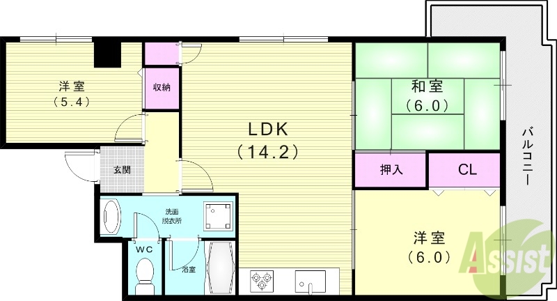 【尼崎市南武庫之荘のマンションの間取り】