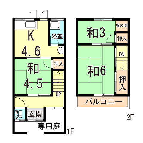 城が山5丁目　テラスハウスの間取り