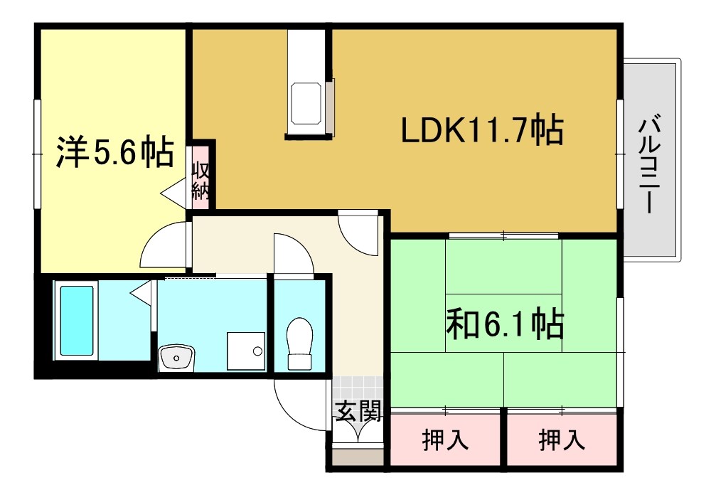 守山市守山のアパートの間取り