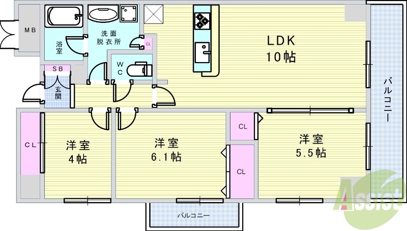 インプルーブ緑地公園の間取り