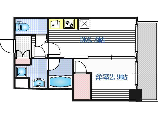 ライフフィールドなにわ本町RUELLEの間取り