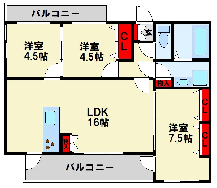 北九州市八幡西区上の原のマンションの間取り