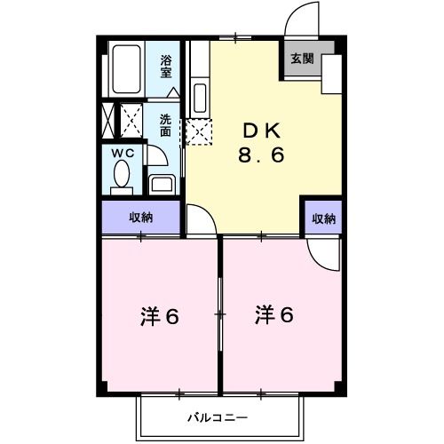 中間市東中間のアパートの間取り