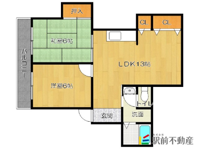 小郡市大保のマンションの間取り