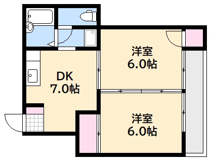 広島市西区大宮のマンションの間取り