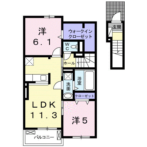 田川市大字川宮のアパートの間取り