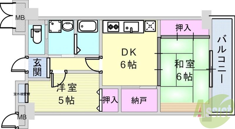 神戸市兵庫区笠松通のマンションの間取り