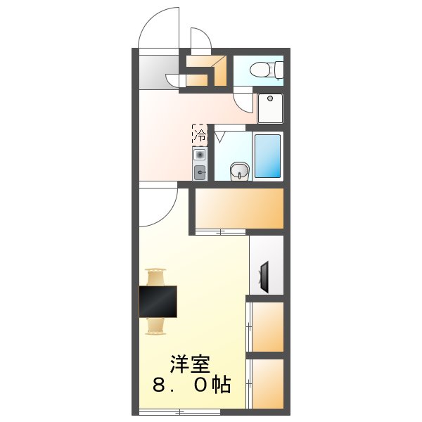 倉敷市笹沖のアパートの間取り