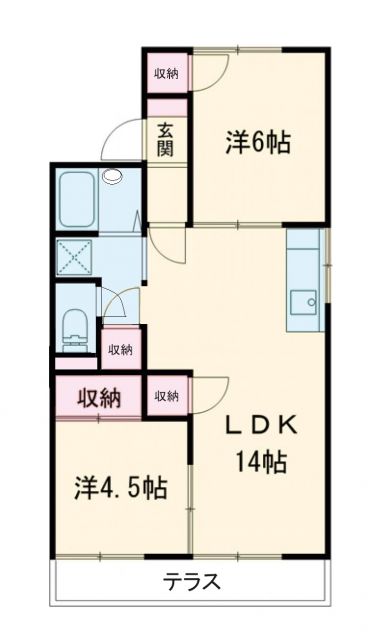 岡山市中区中井のアパートの間取り