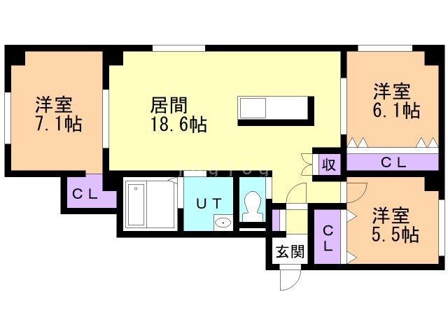 旭川市宮下通のマンションの間取り