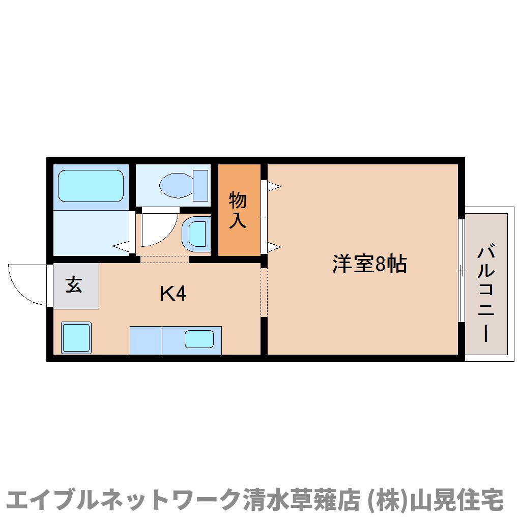 静岡市駿河区谷田のアパートの間取り