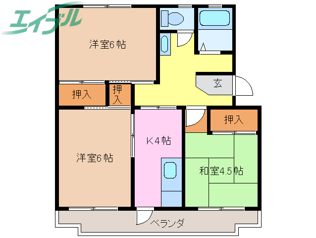 射場コーポ　D棟の間取り