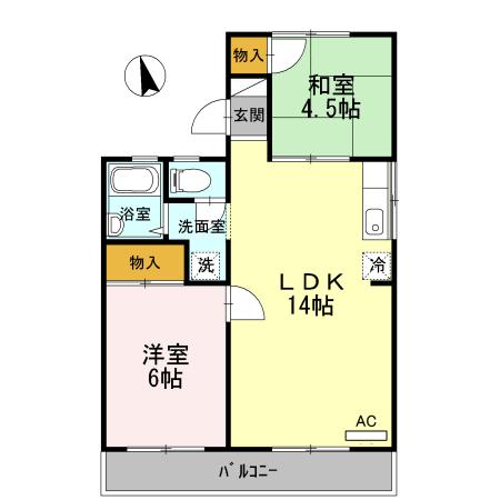 岡山市南区新福のアパートの間取り