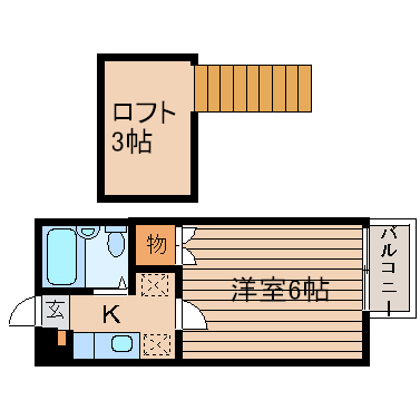 仙台市若林区若林のアパートの間取り