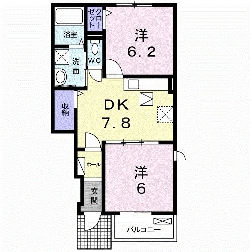 津山市高野本郷のアパートの間取り