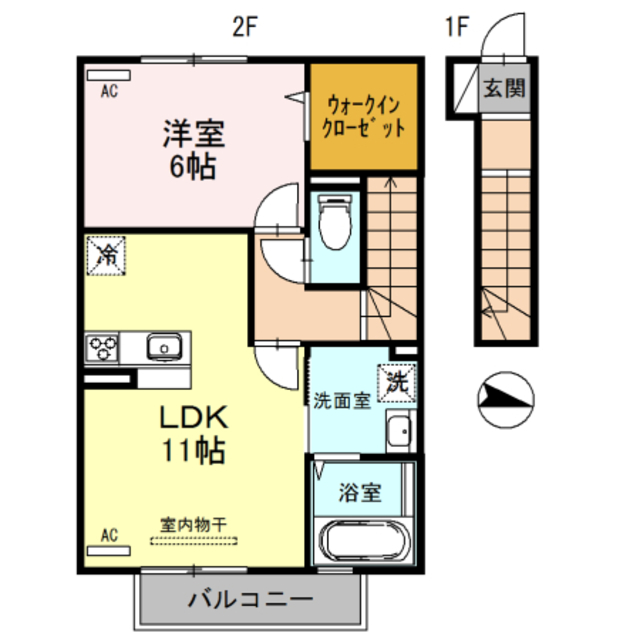 和歌山市紀三井寺のアパートの間取り