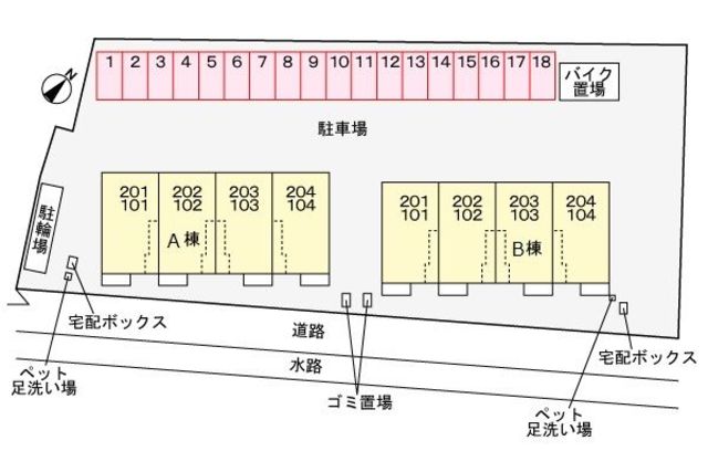 【グランシャトー武蔵藤沢Bの駐車場】