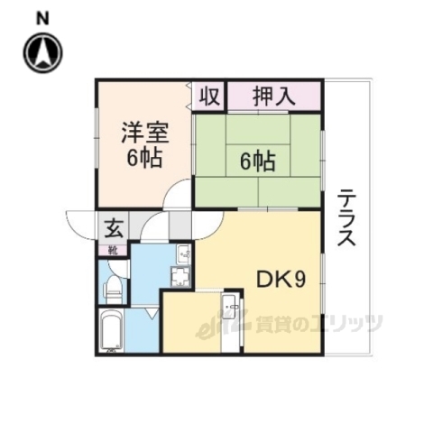 橿原市東坊城町のアパートの間取り