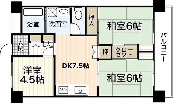 広島市東区山根町のマンションの間取り