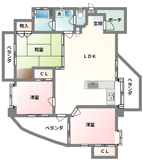 サンハイツ松山の間取り