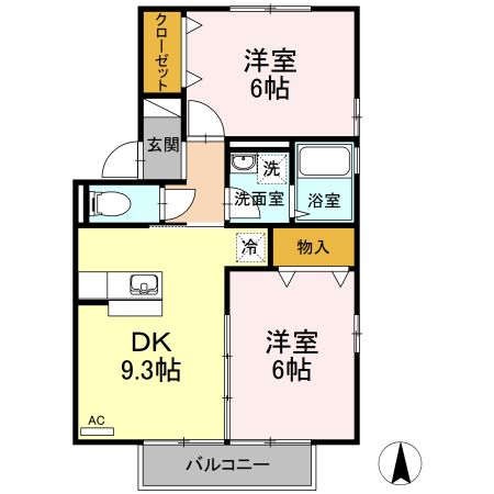 松山市久万ノ台のアパートの間取り