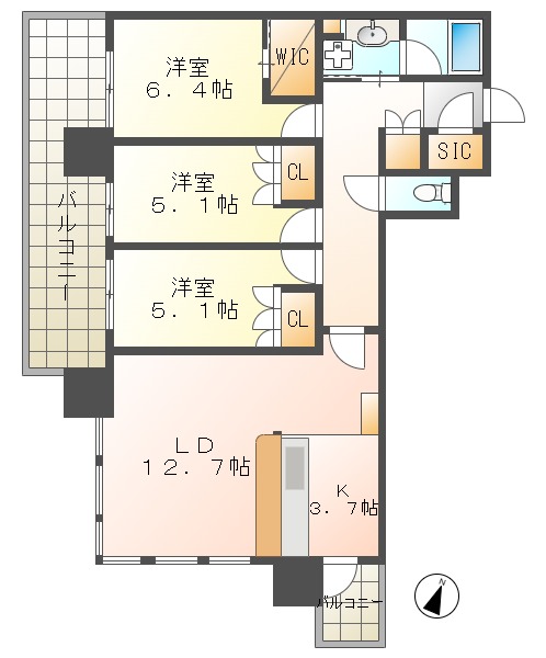 福岡市東区香椎照葉のマンションの間取り