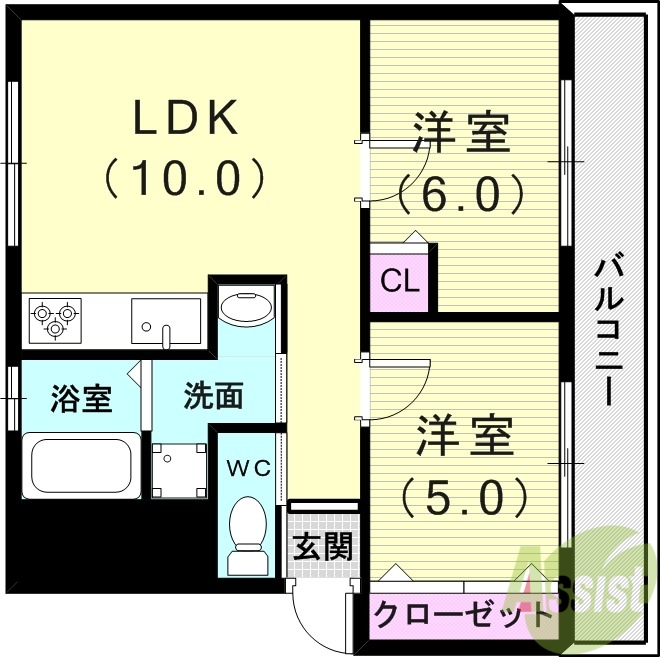 【神戸市西区玉津町高津橋のマンションの間取り】