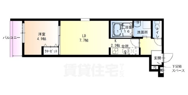 西宮市川西町のアパートの間取り