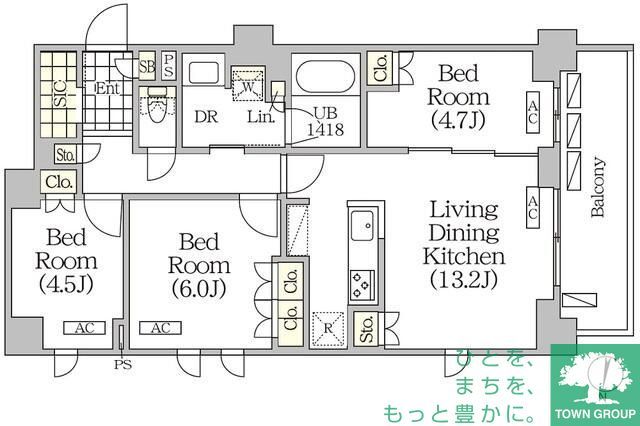 目黒区南のマンションの間取り