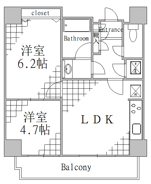 台東区元浅草のマンションの間取り