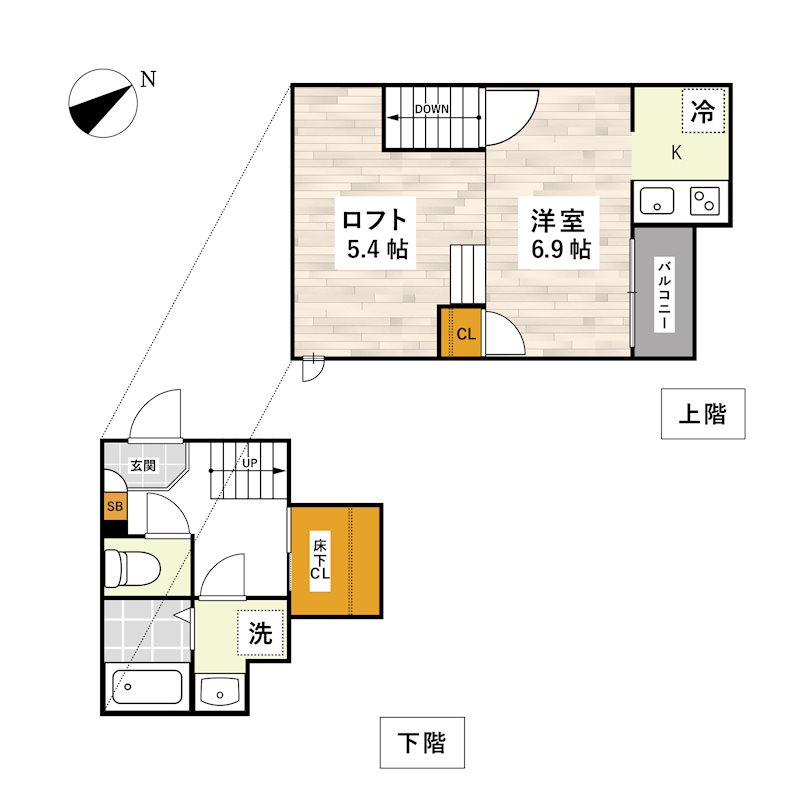 市電健軍町徒歩圏内★　1Kの間取り