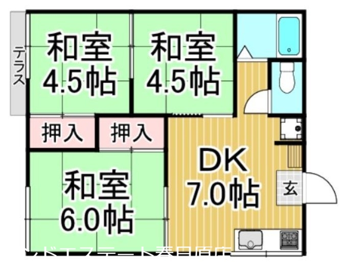 福岡市東区香椎のアパートの間取り