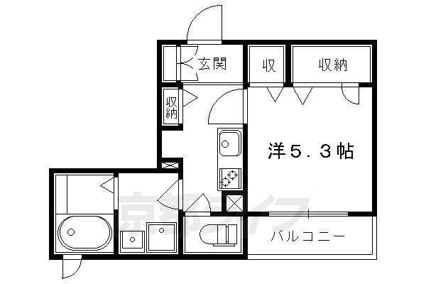 京都市左京区田中樋ノ口町のアパートの間取り