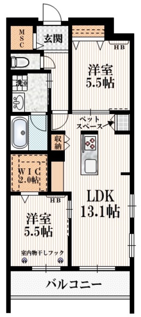 西東京市泉町のマンションの間取り