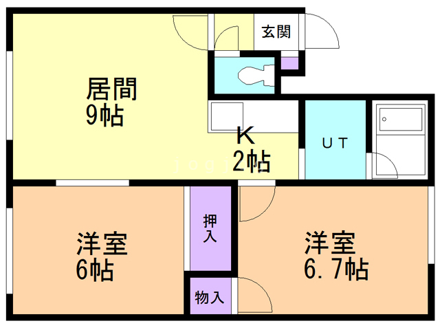 札幌市西区八軒四条東のアパートの間取り