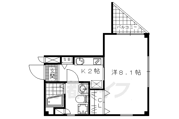 京都市左京区下鴨東本町のマンションの間取り