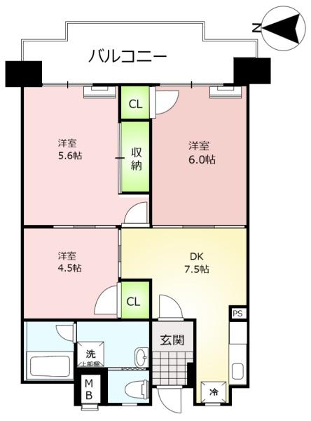 ニュータウンオークボA棟の間取り