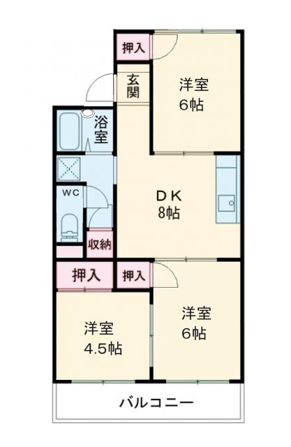 岡山市中区中井のアパートの間取り