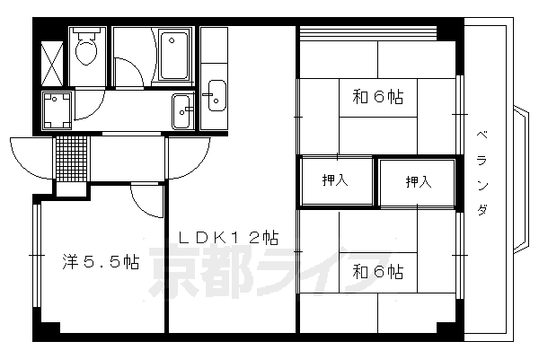 京都市右京区西京極畑田町のマンションの間取り