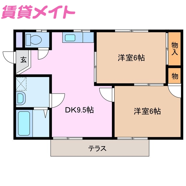 鈴鹿市長太新町のアパートの間取り