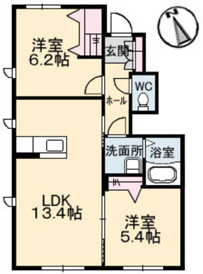 広島市安佐南区長楽寺のアパートの間取り