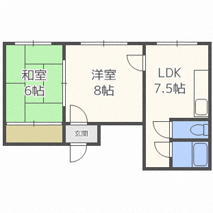札幌市西区発寒十五条のマンションの間取り
