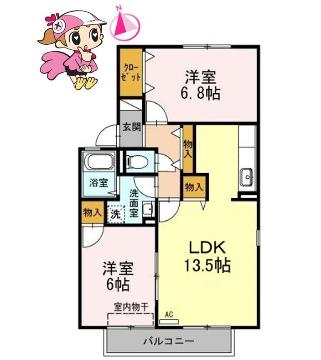 徳島市山城町のアパートの間取り