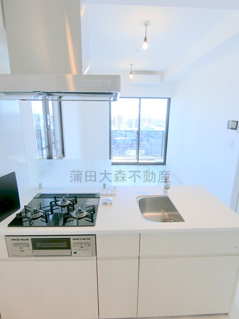 キッチン　グリル付き３口ガスコンロのカウンター式システムキッチン