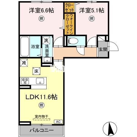 甘木鉄道 山隈駅 徒歩7分 2階建 築2年の間取り写真
