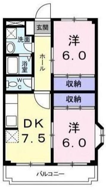 京王相模原線 南大沢駅 徒歩8分 4階建 築37年の間取り写真