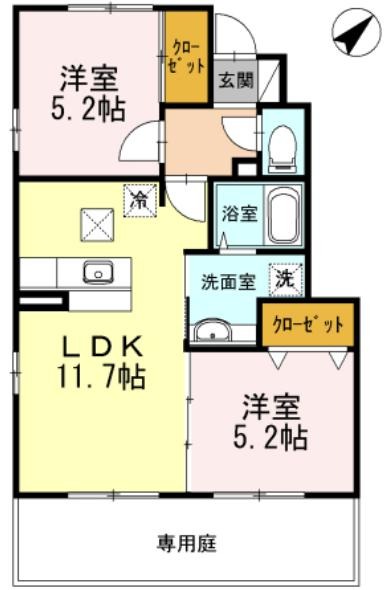 廿日市市大野のアパートの間取り