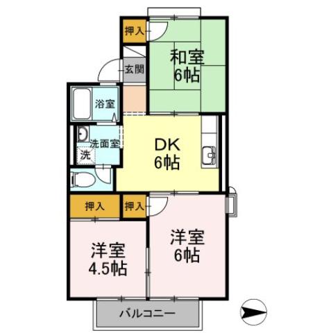 グランディール行橋Ａ棟の間取り